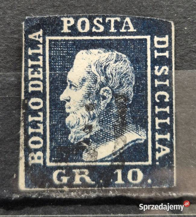Znaczek Włochy Sycylja 1859Mi 5 stemplowany Wałbrzych