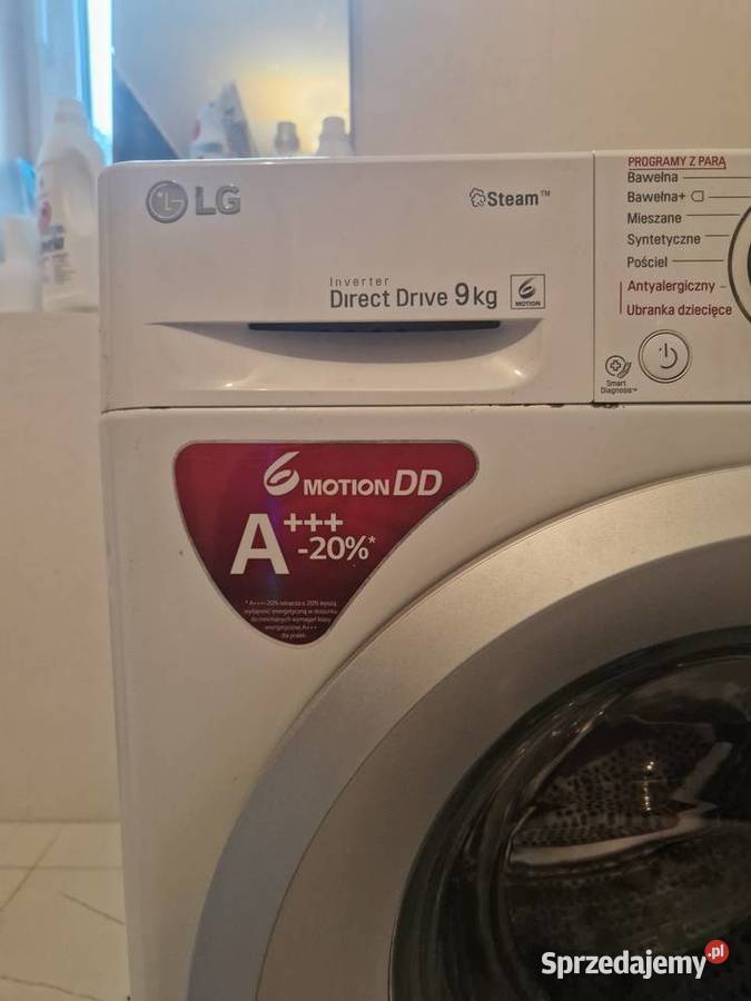 Pralka LG 9 z funkcją prania parowego Toruń sprzedam