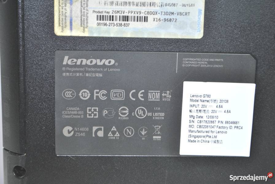 LAPTOP LENOVO G780 Poznań sprzedam