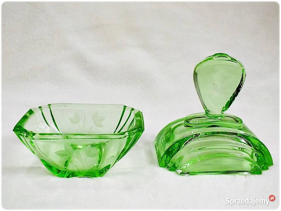 Karafka Perfumetka Szkło Uranowe z lat 30tych Żary