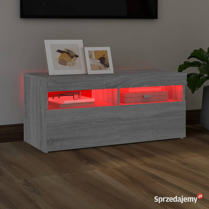 Szafka pod TV z oświetleniem LED szary dąb Warszawa