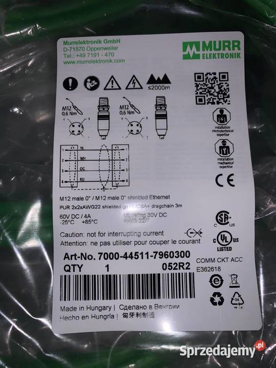 7000445117960300 MURR ELEKTRONIK Przewód M12 Warszawa sprzedam