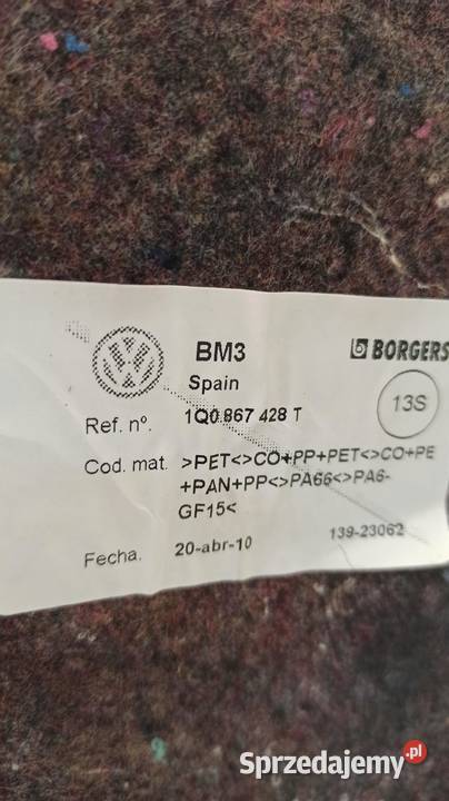 BOCZEK TAPICERKA BAGAŻNIKA PRAWA VW EOS dolnośląskie
