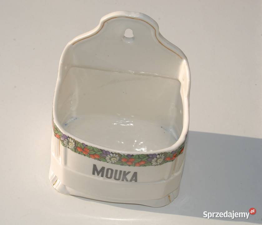 Stary porcelanowy pojemnik na mąkę antyk unikat