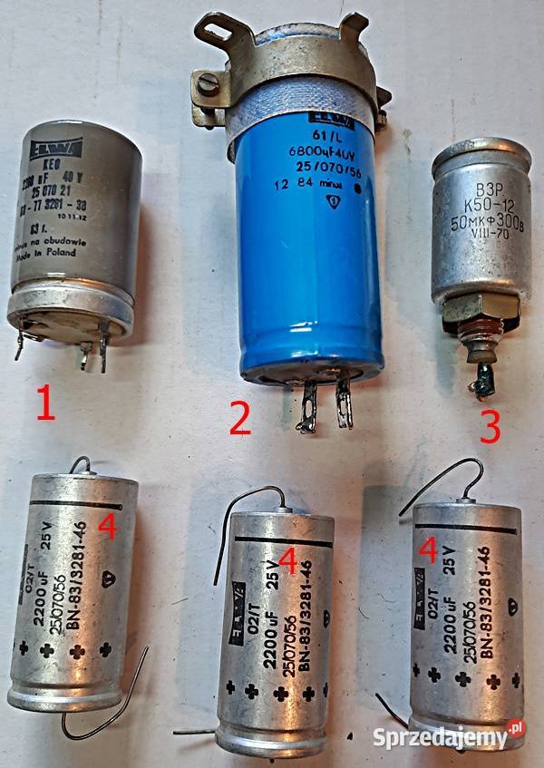 Kondensatory elektrolityczne Elwa radziecki 2300 wielkopolskie