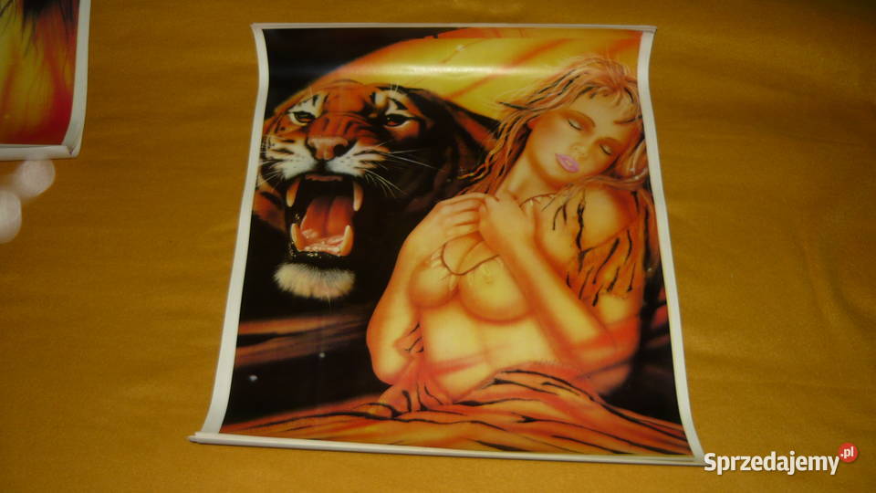 Plakat z kobietą ze zwierzęciem 60 x 46 kobieta Sokółka