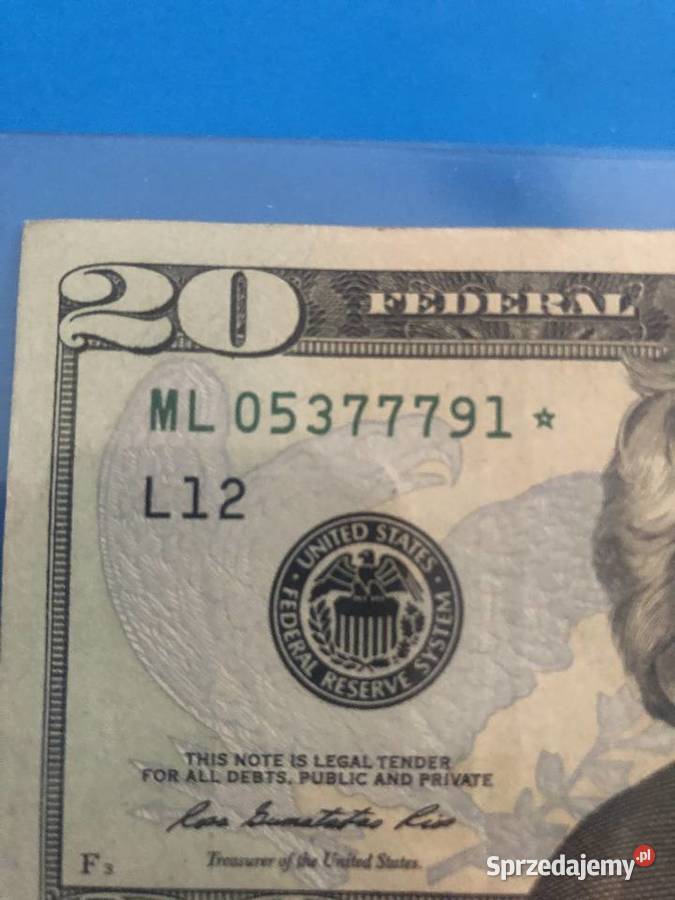 Banknot 20 dollarow ciekawy numer z gwiazdka Szczecin