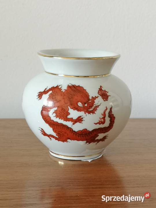 Wazonik porcelana Czerwony Smok vintage Toruń