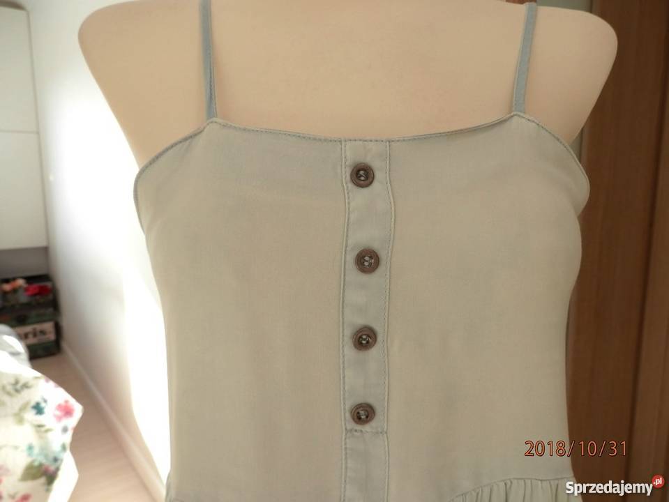 Sukienka Dżinsowa Jeansowa Błękitna Łomża