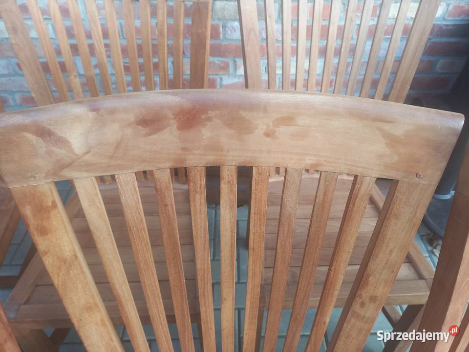 Krzesła tekowe drewniane 2 kolonialne twarde 104cm Gawroniec sprzedam