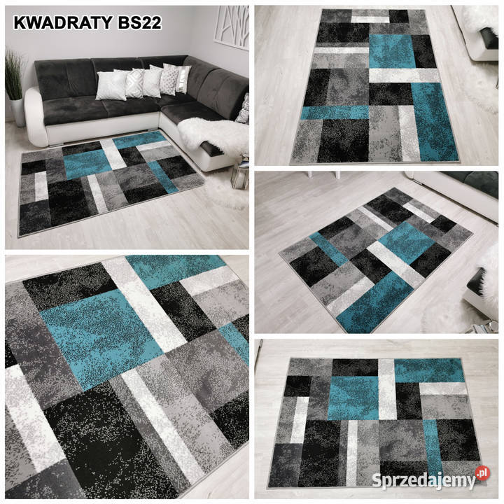 DYWAN 140X200 IDEA KWADRATY BS22 GĘSTY WŁOS Białystok