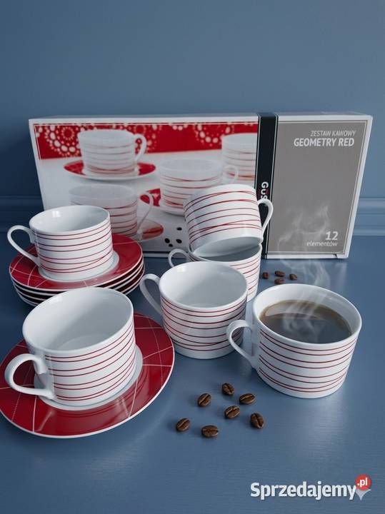 Geometry Red zestaw kawowy by black red white Pozostałe śląskie