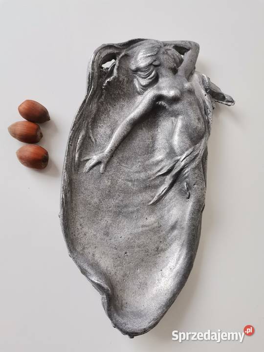 Stara metalowa popielniczka Akt Secesja Katowice