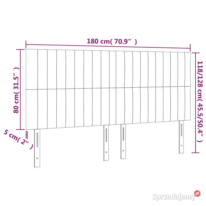 Zagłówek do łóżka z LED czarny 180x5x118128 Warszawa
