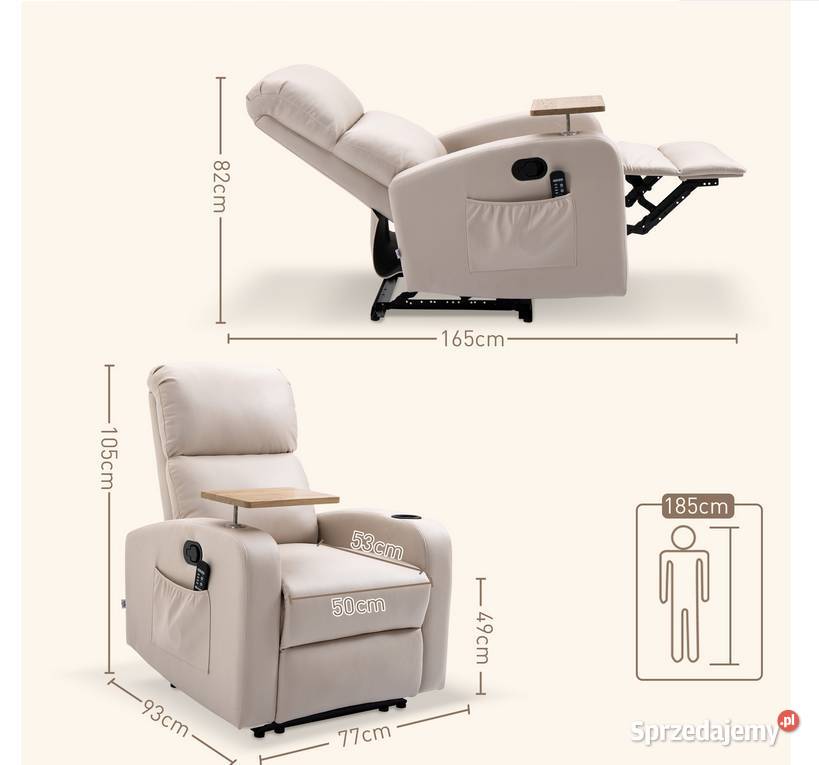 Fotel relaksacyjny z masażem i pilotem wygodny Fotele Dom i Ogród lubelskie Lublin