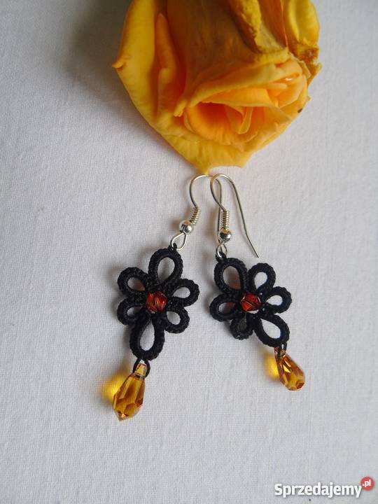 Kolczyki Frywolitkowe Wiśniowa