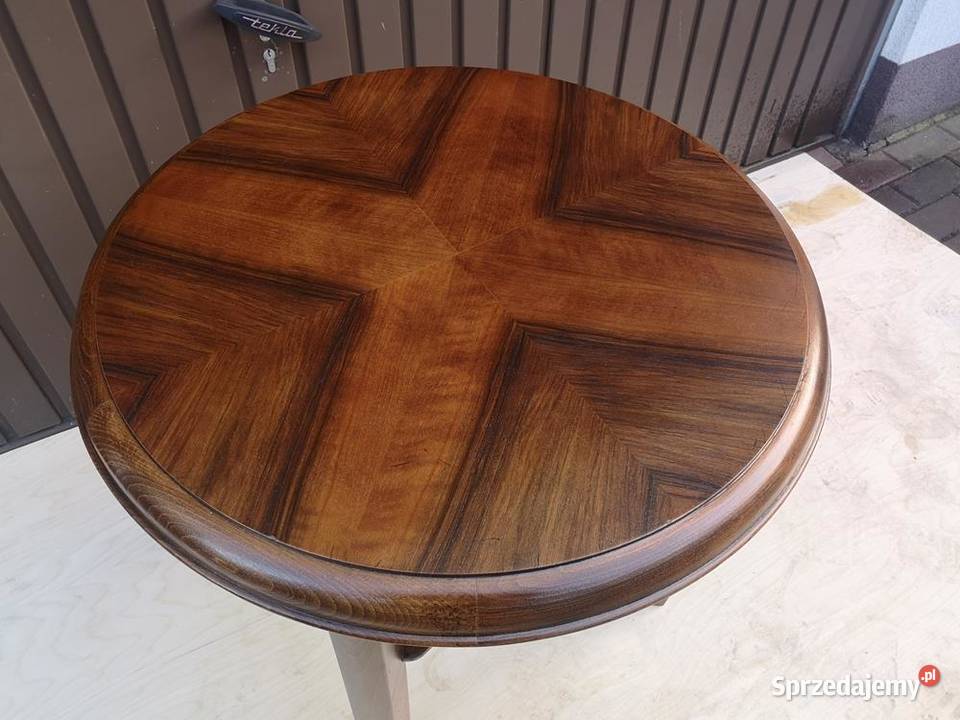 Stolik Ława Okrągły ARTDECO Orzech Antyk Stary wielkopolskie Swarzędz