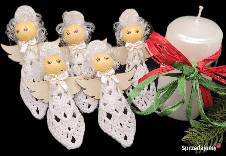 Aniołki na choinkę biały Krzywaczka