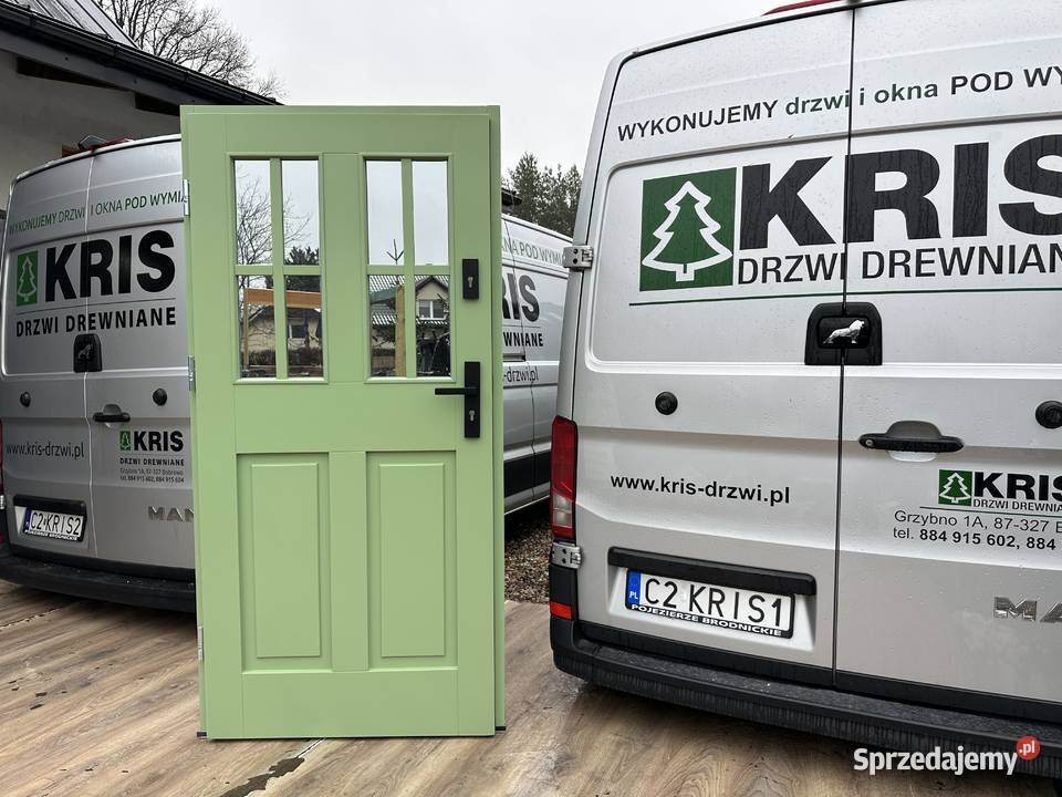 Drzwi zewnętrzne drewniane RĘKI ZIELONE 6021 sprzedam