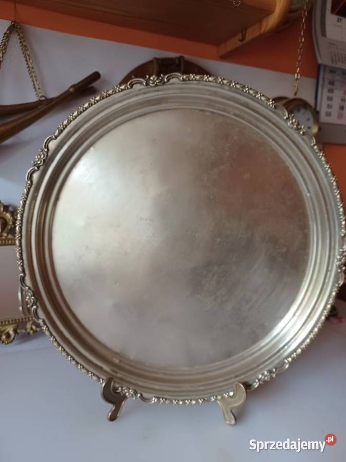 Duża masywna taca mosiężna