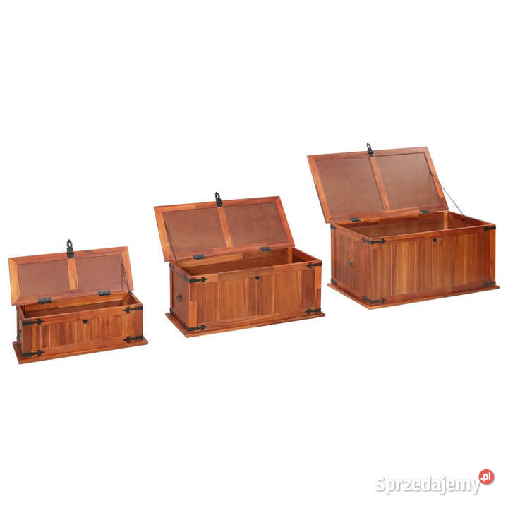 Skrzynie 3 lite drewno akacjowe WM247243