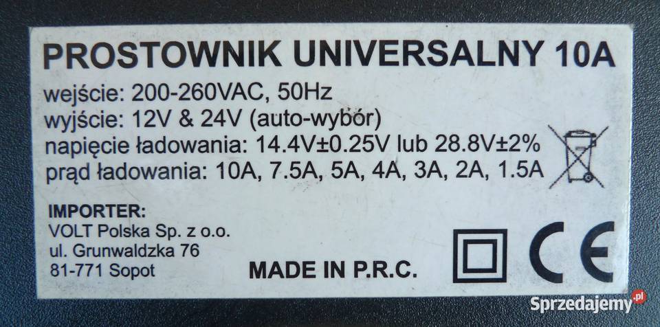 Ładowarka prostownik Volt 10A do akumulatorów 12 Godziesze Wielkie