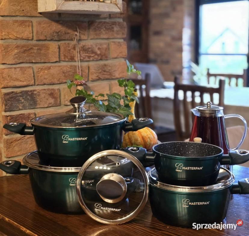 259 Garnki lakierowane zielone 4 sztuki śląskie sprzedam