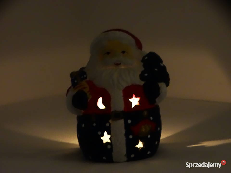 Ceramiczny Mikołajek świecący świecznik Biłgoraj