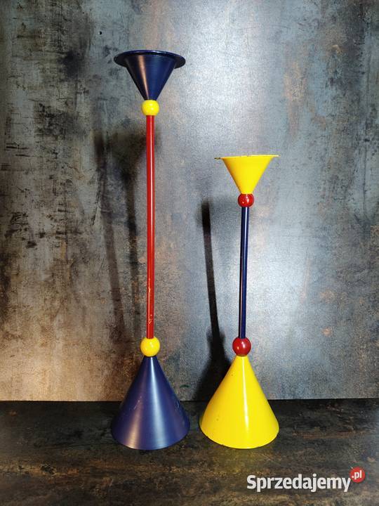 Świeczniki 2 Memphis style vintage lata 80 Kalisz sprzedam