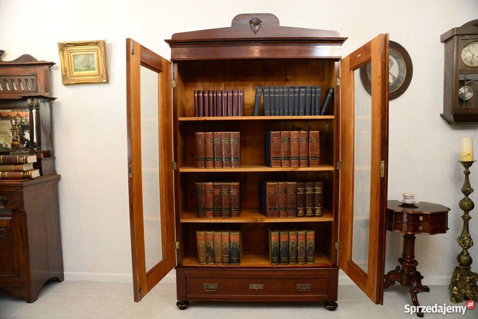 BIBLIOTEKA SECESYJNA 1920r RENOWACJI SYGNOWANA Meble opolskie Nysa sprzedam