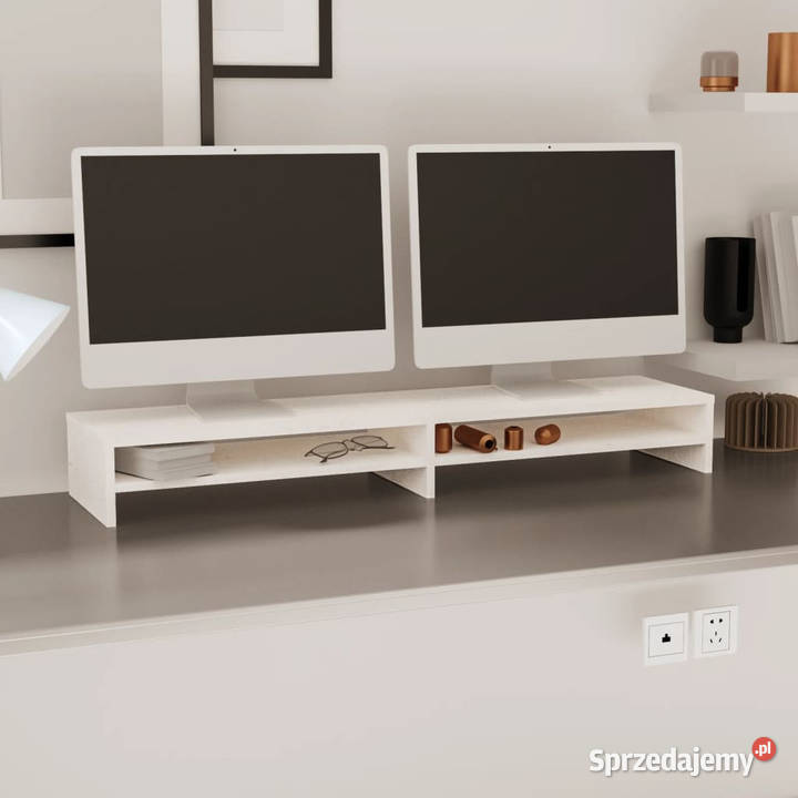 Podstawka na monitor biała 100x24x13 lite drewno Dom i Ogród mazowieckie