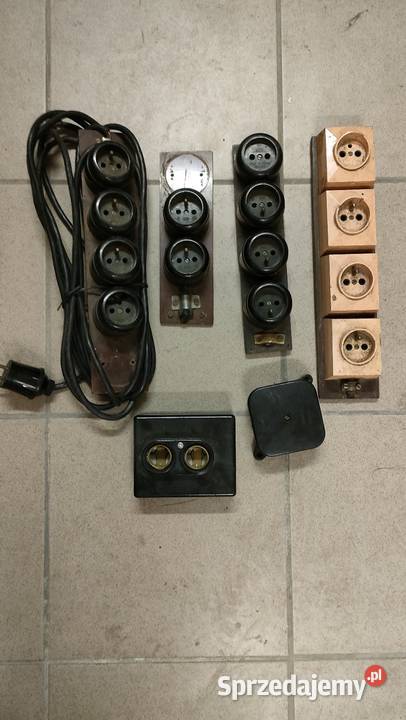 Gniazdko elektryczne bakelit loft czarne PRL zachodniopomorskie Szczecin