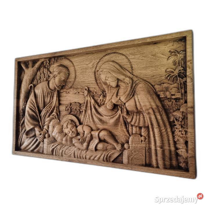 Narodzenie Pańskie drewniane płaskorzeźba Malechowo