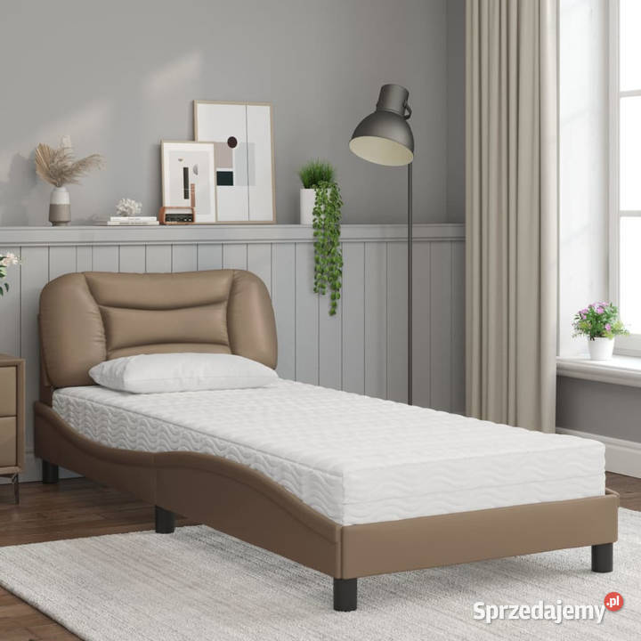 Łóżko z materacem kolor cappuccino sztuczna 218cm