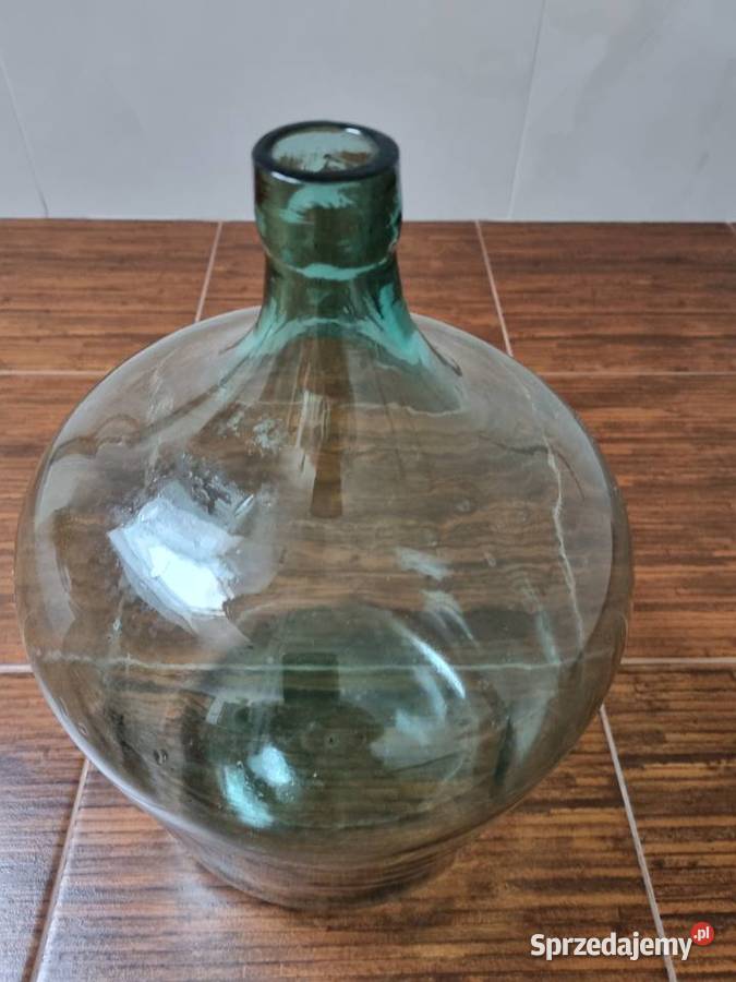 Gąsior na wino 12 litrów Zielone szkło prl