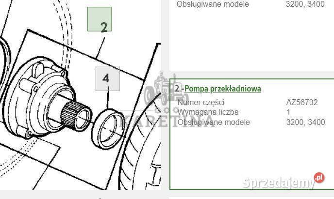 John Deere 3200 3400 Pompa Jazdy Pompa Pozostałe Jastrzębniki
