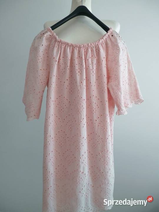 Sukienka Ażurowa Trapezowa Bawełniana Włoska Łomża
