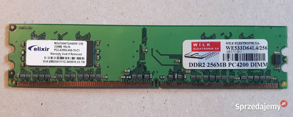 Pamięć RAM DDR2 256 MB 533 MHz PC4200 Elixir