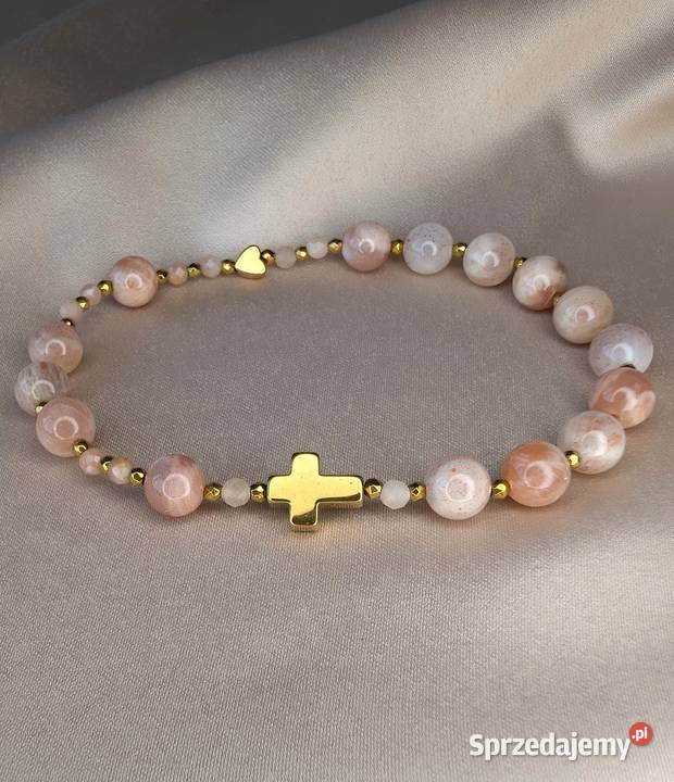 Bransoletka różaniec kamienie serduszko prezent podlaskie Bielsk Podlaski sprzedam