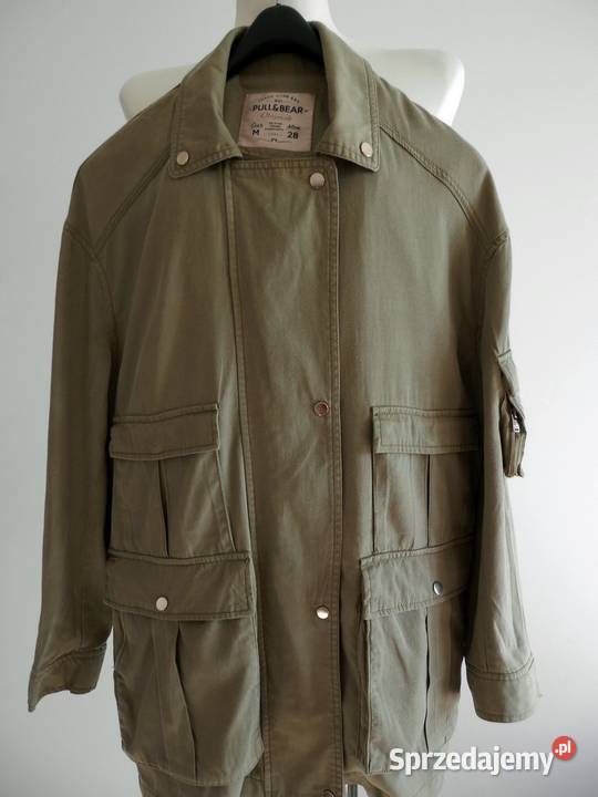 Kurtka Lekka w stylu Military Oliwkowa Lyocell Rozmiar 38(M) Łomża