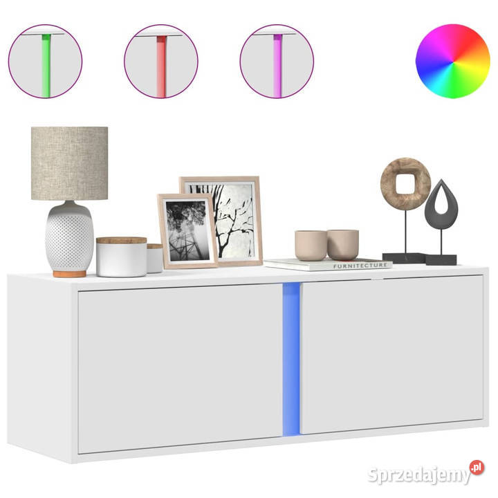 Ścienna szafka TV z LED biała 100x31x35 WM852264 Warszawa