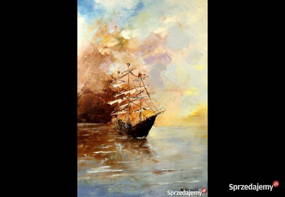 Obraz olejny 60x40 statek morze Malarstwo Warszawa