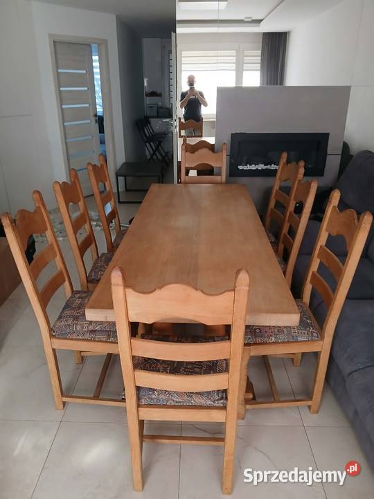 Stół Dębowy 8 dębowych krzeseł Chełm