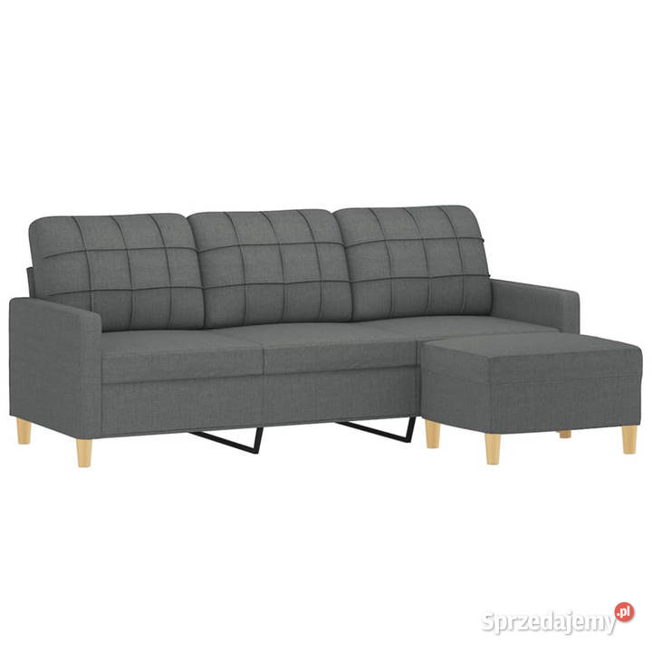 3osobowa sofa z podnóżkiem ciemnoszary 180