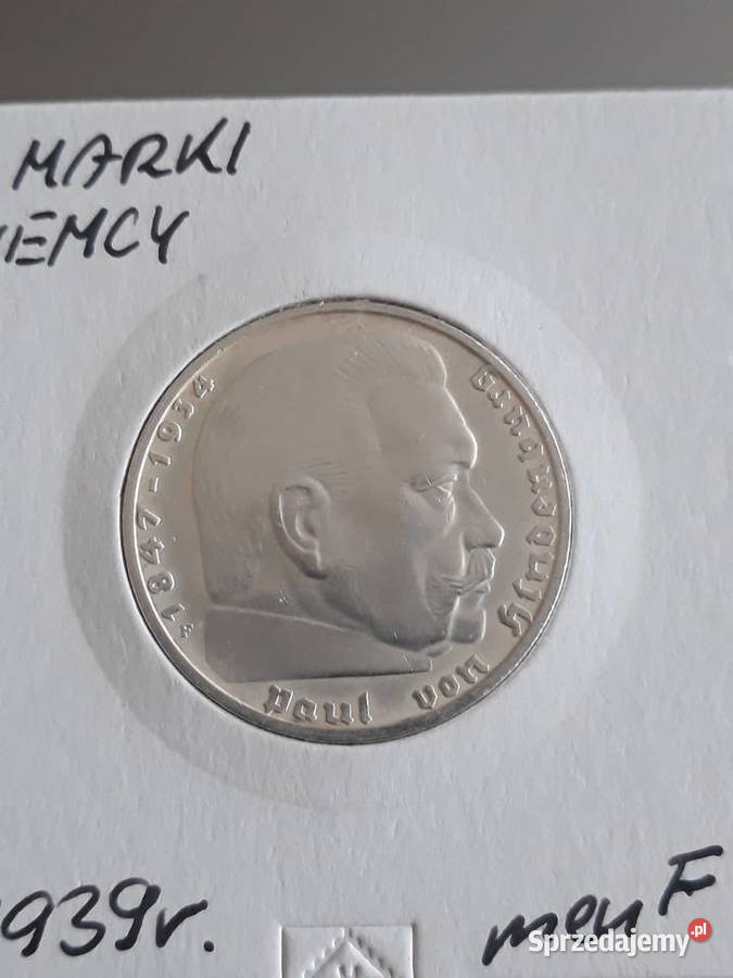 2 Marki Paul von Hindenburg 1939 r menFrzadkość Antyki, Sztuka, Kolekcje Konin