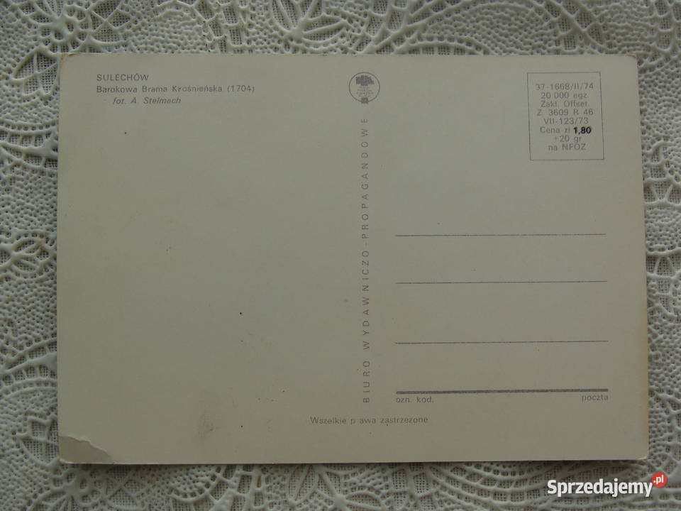 Pocztówka z Sulechowa 1974 Poznań