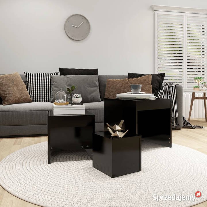 Stoliki wsuwane pod siebie 3 czarne WM808595 Stoły Warszawa sprzedam