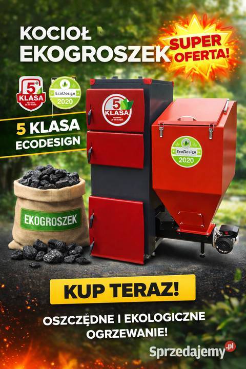 Kocioł c.o. na ekogroszek kotły z podajnikiem piece 5 klasy 15 kW