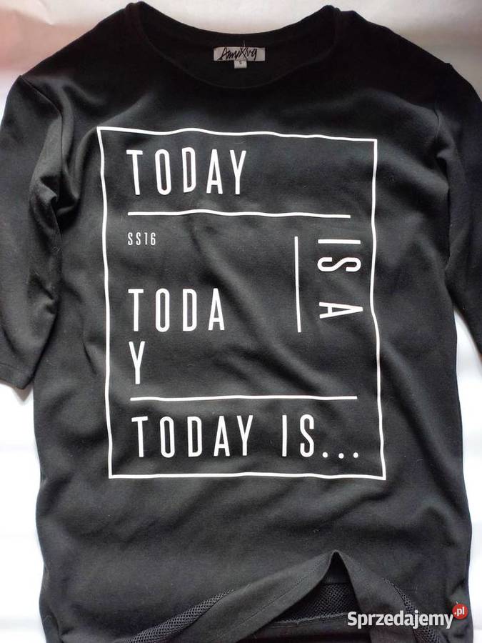 Tunika czarna w napisy rekaw 34 SM