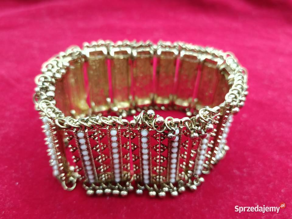 Szeroka bransoletka na gumce metalowa lubelskie